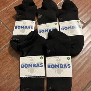 Bombas Black Ankle Socks Size XL- 5 Pair Bundle NEW